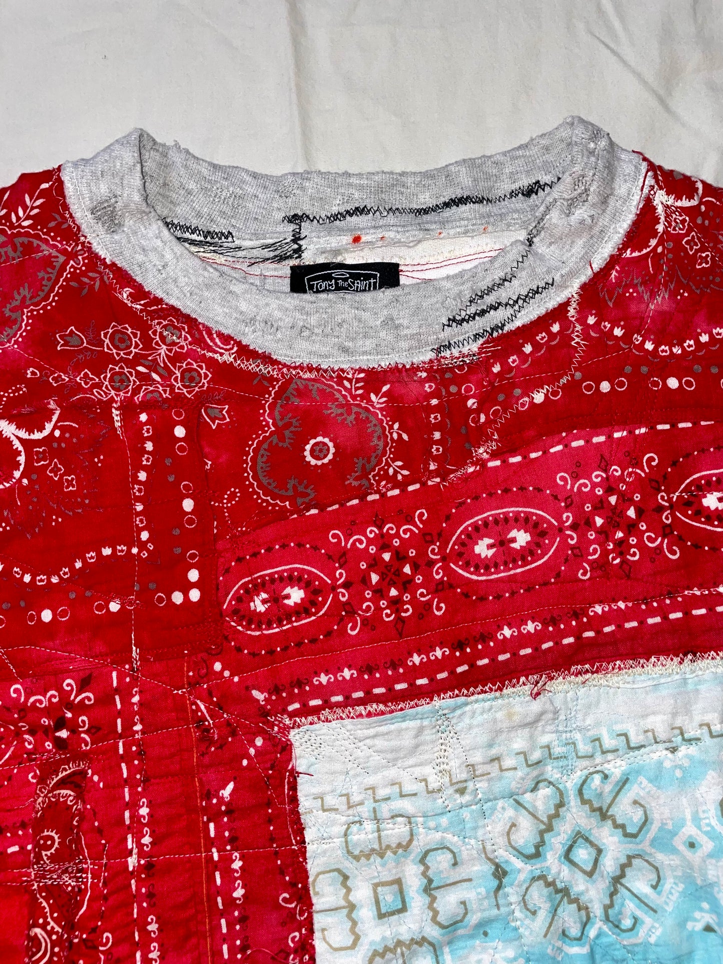 Boro Bandana Oversized Crewneck Sweater