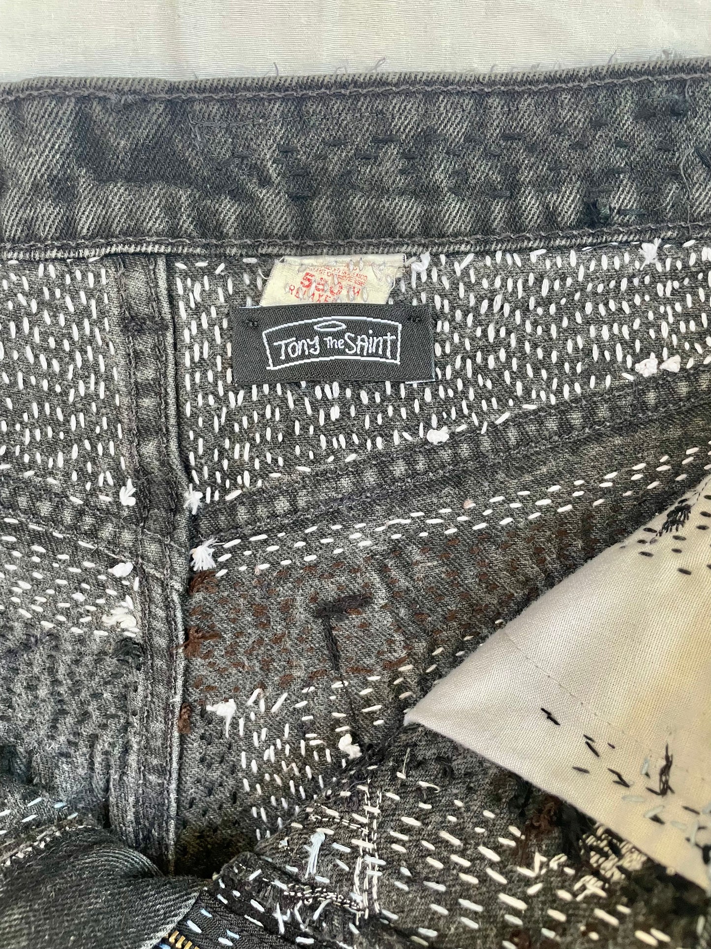 Boro Patchwork Distressed Jean Shorts