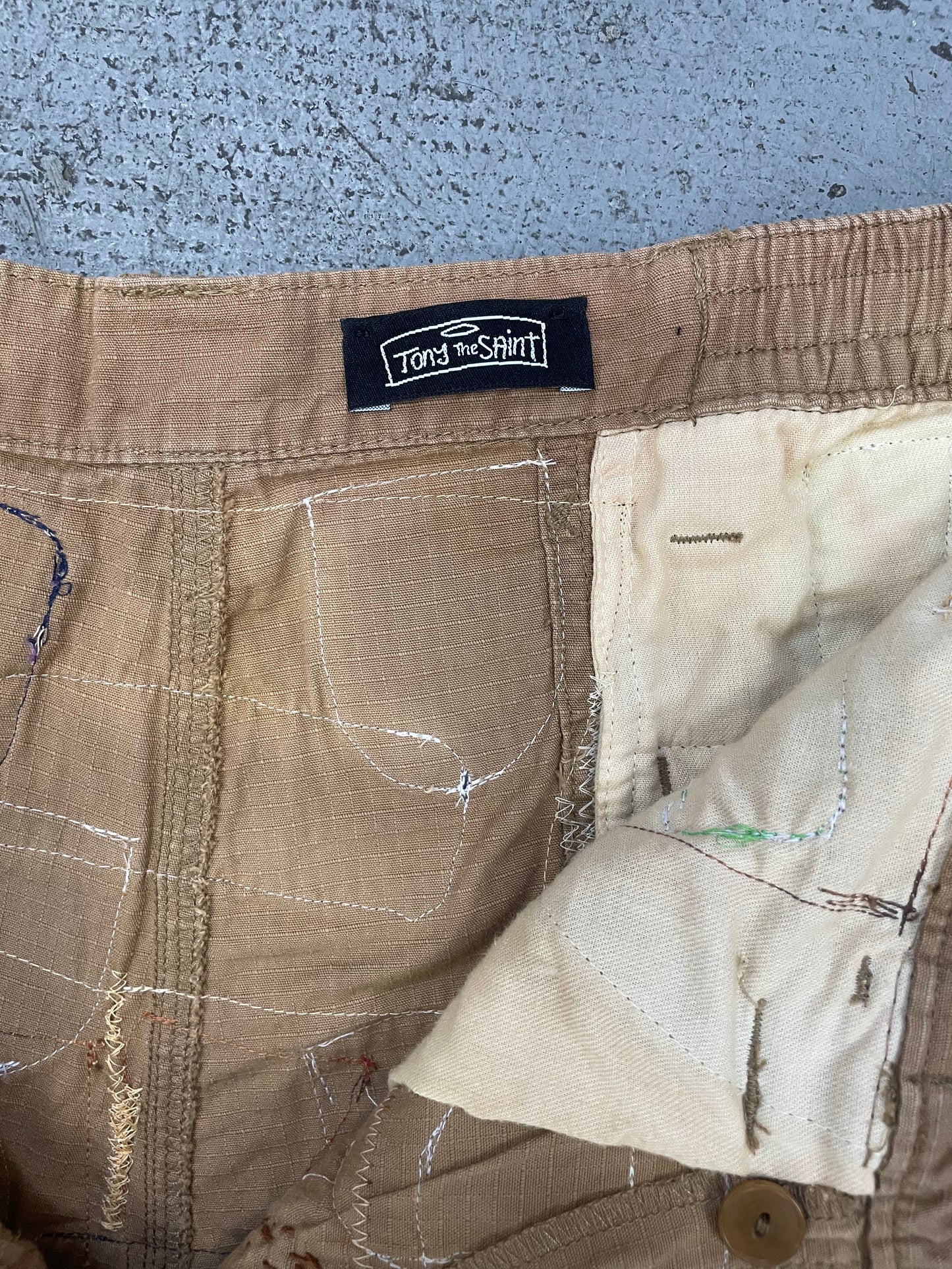 Vintage Patch Cutoff Trucker Shorts