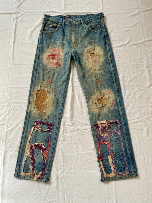 Relic Leather Patched Denim Jeans