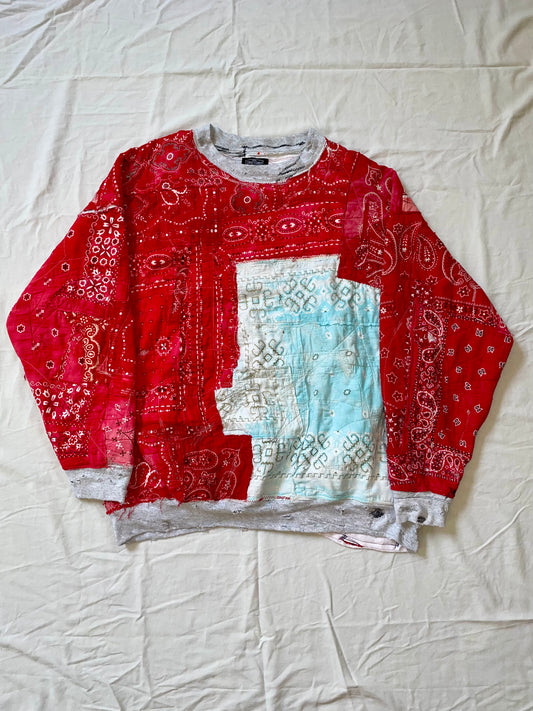 Boro Bandana Oversized Crewneck Sweater