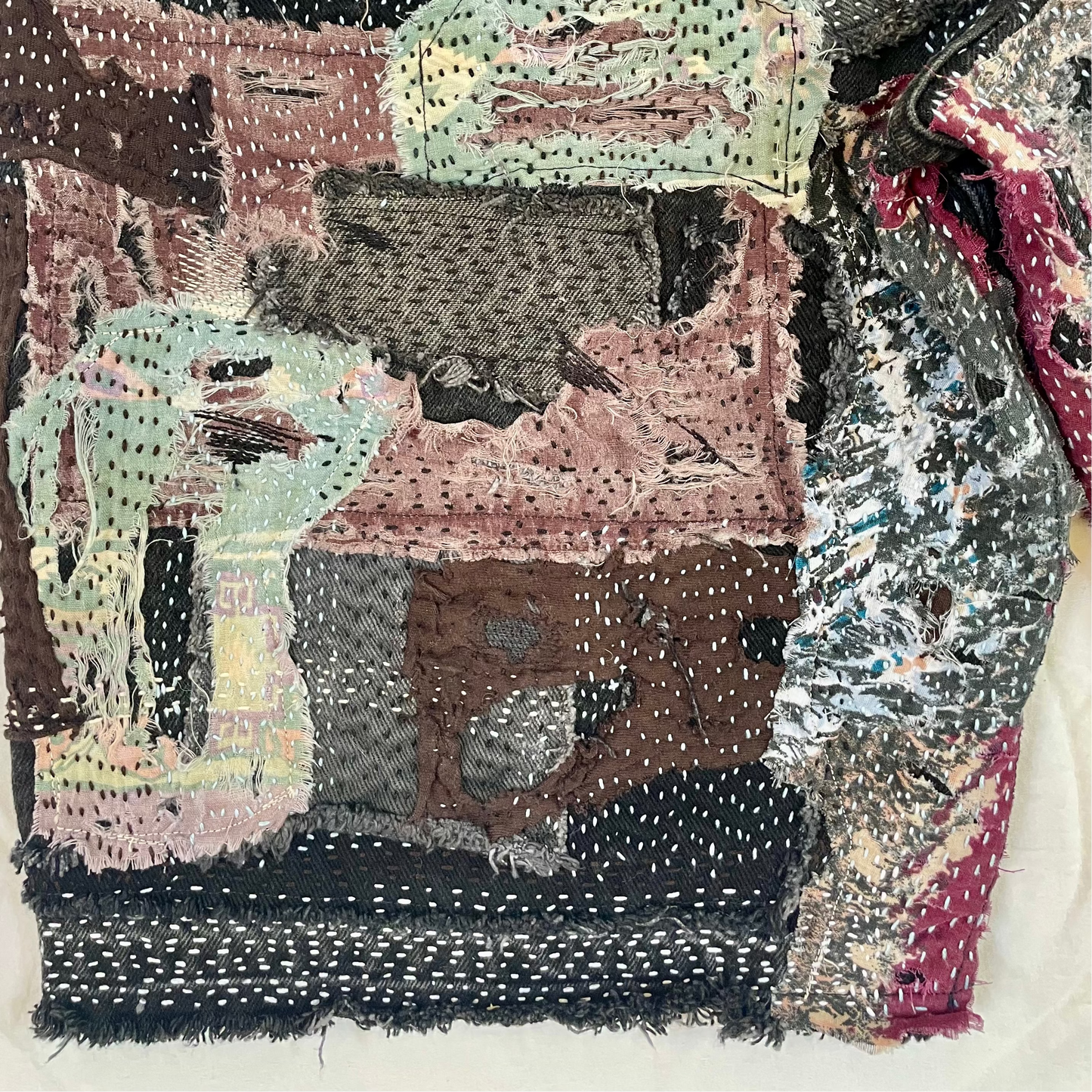 Boro Patchwork Distressed Jean Shorts