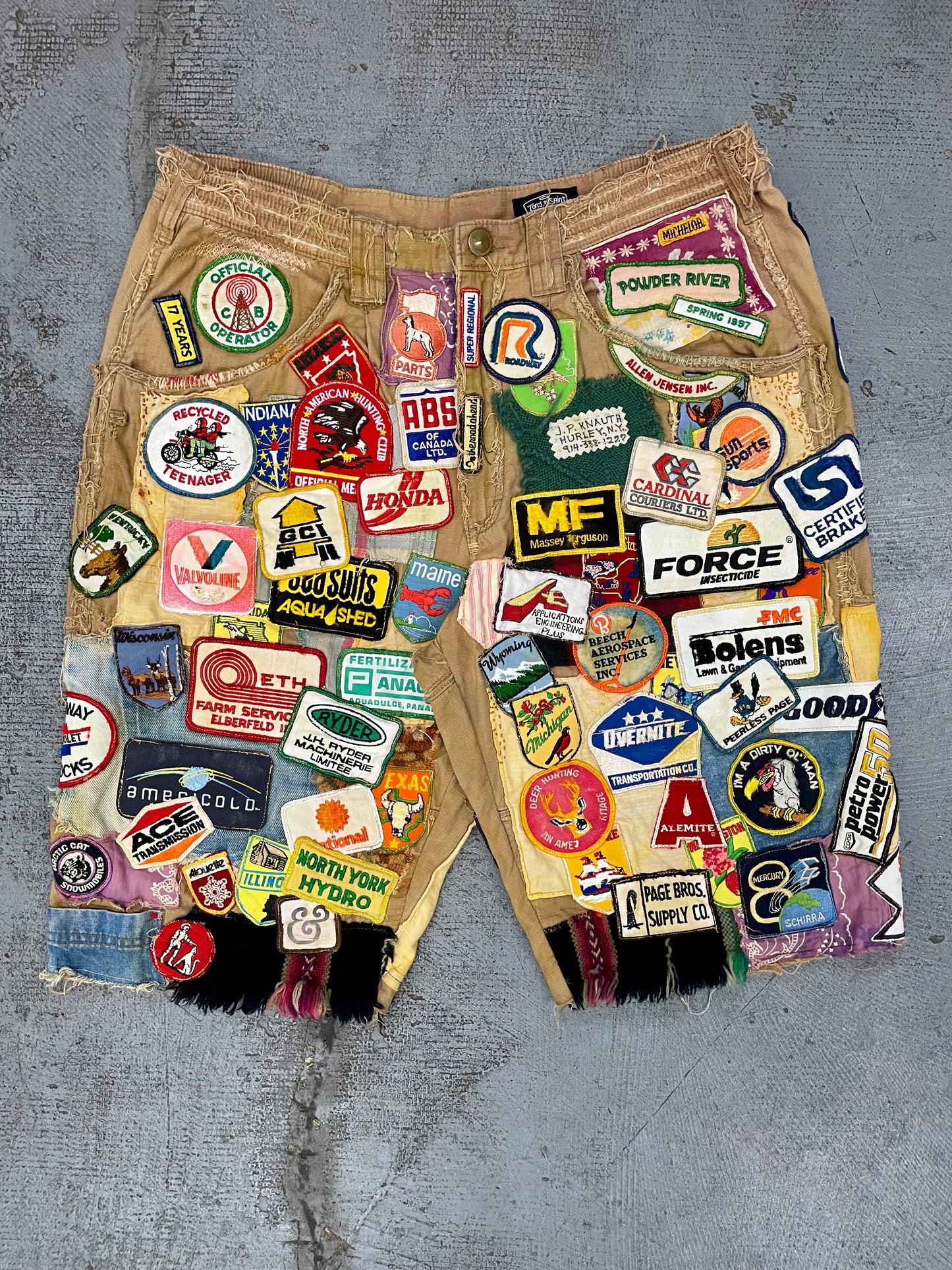 Vintage Patch Cutoff Trucker Shorts
