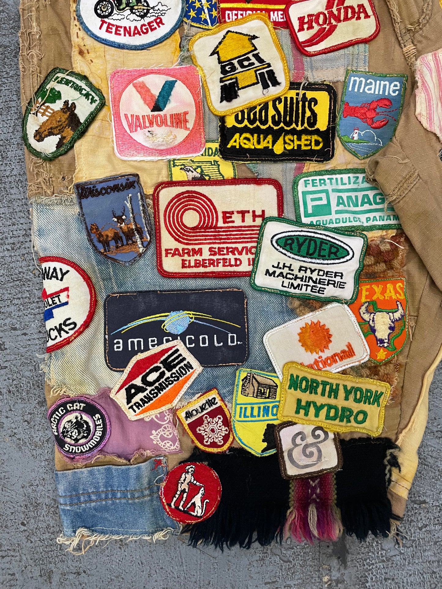 Vintage Patch Cutoff Trucker Shorts