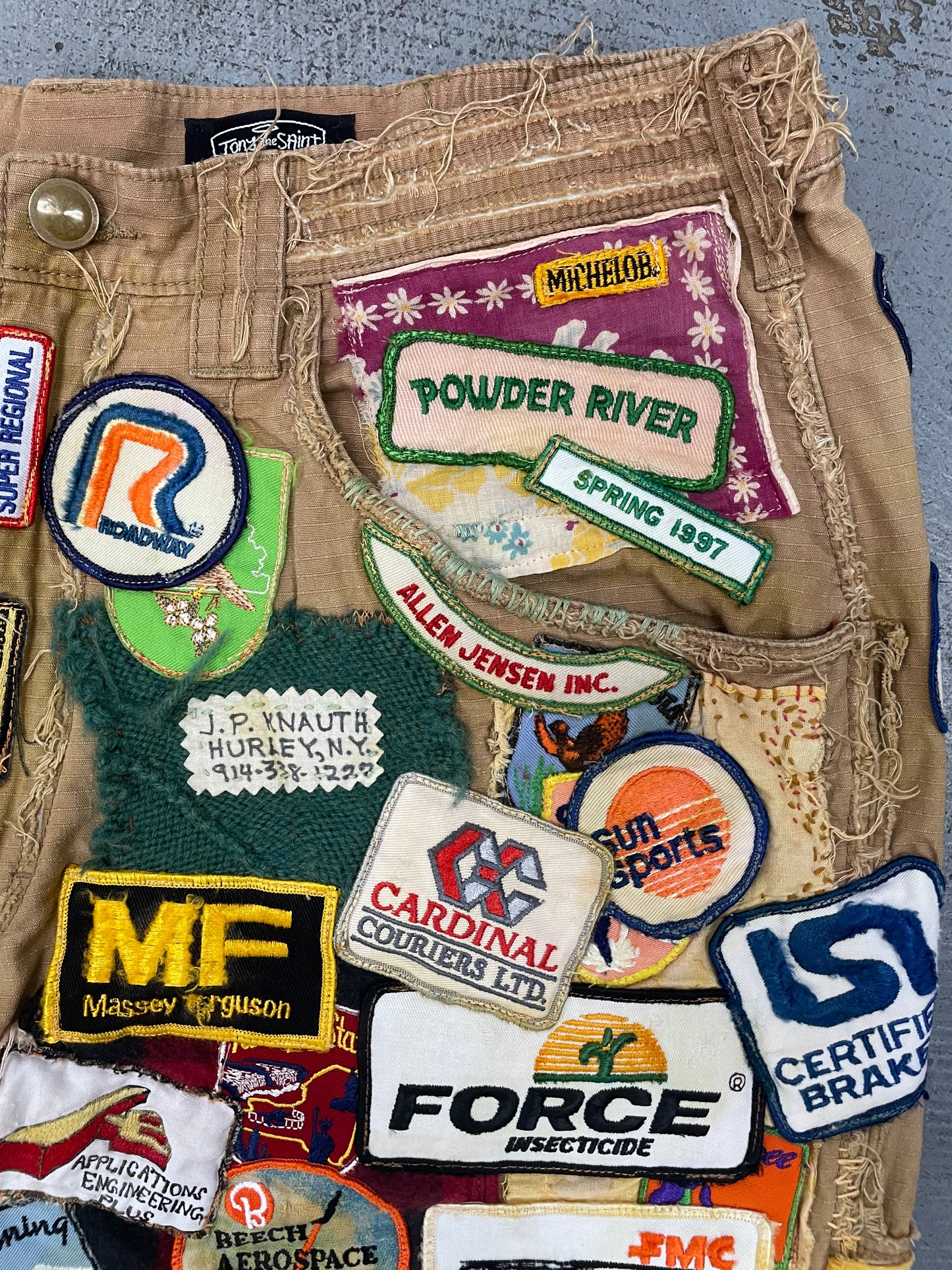 Vintage Patch Cutoff Trucker Shorts