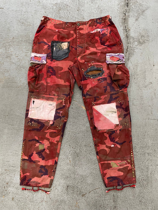 Overdyed Studded Camo Cargo Pants