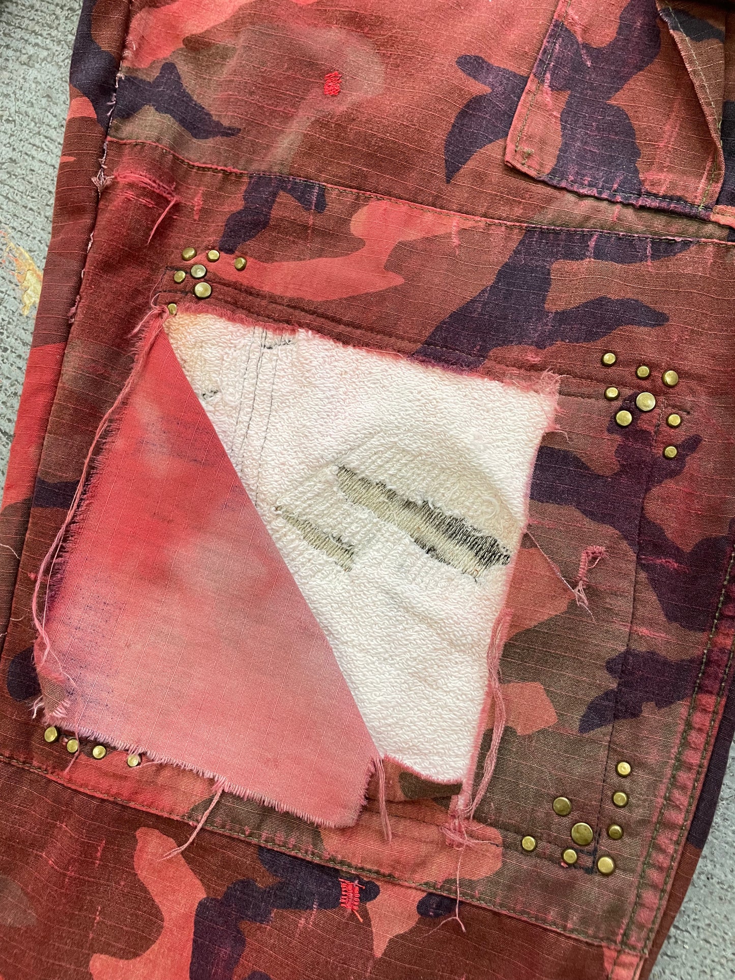 Overdyed Studded Camo Cargo Pants