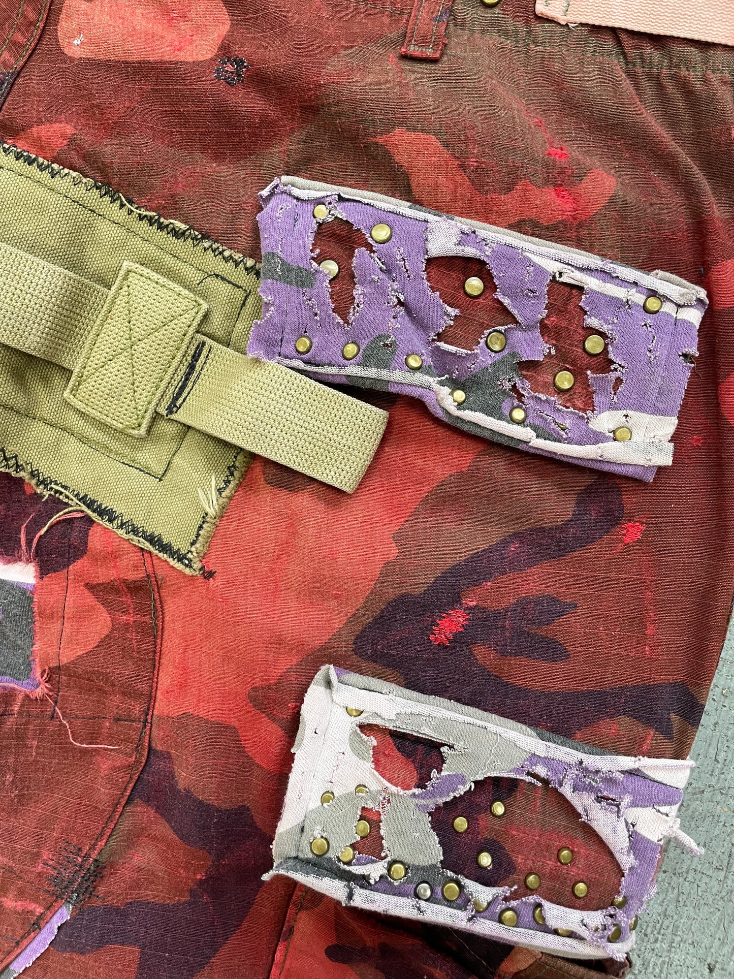 Overdyed Studded Camo Cargo Pants
