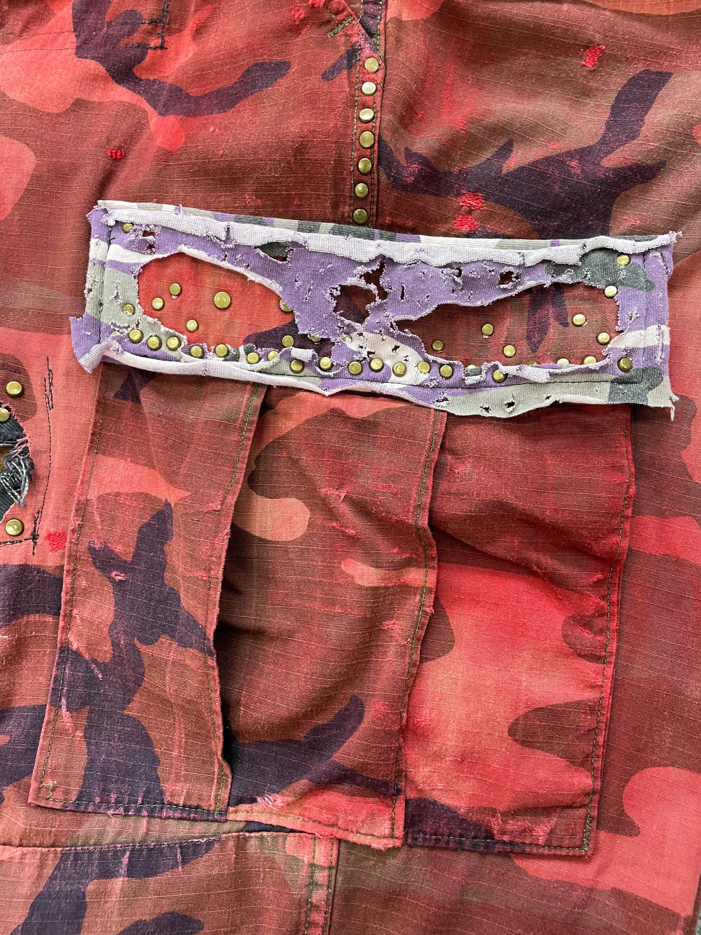 Overdyed Studded Camo Cargo Pants