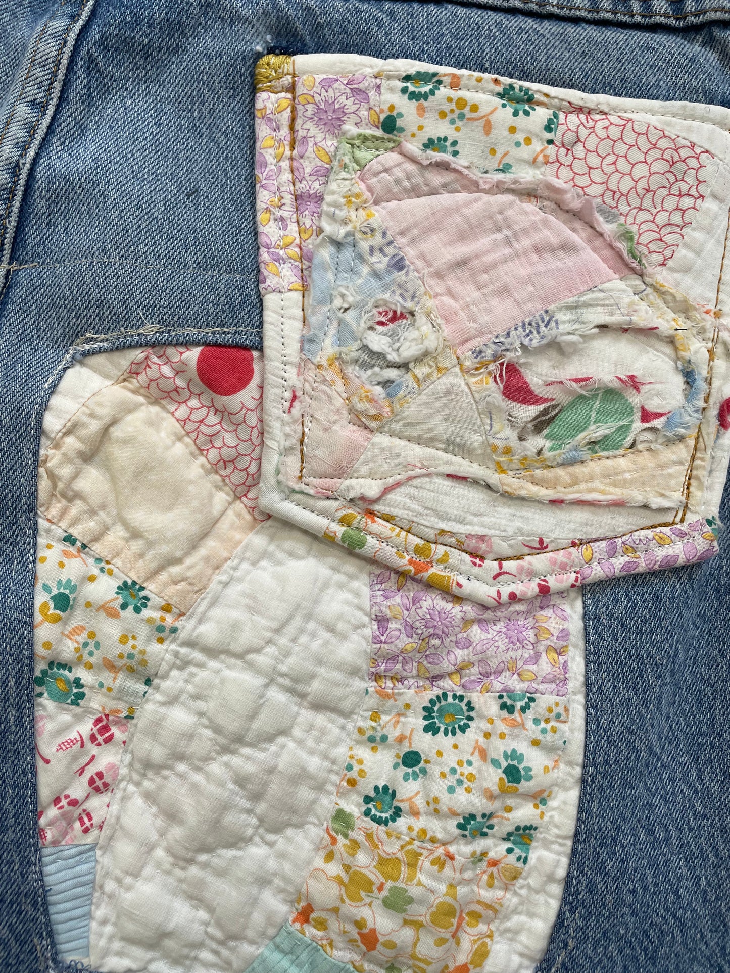 Quilted Patchwork Relaxed Jeans