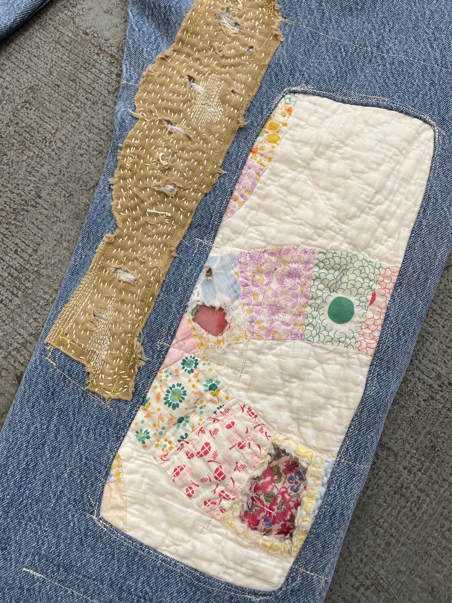 Quilted Patchwork Relaxed Jeans