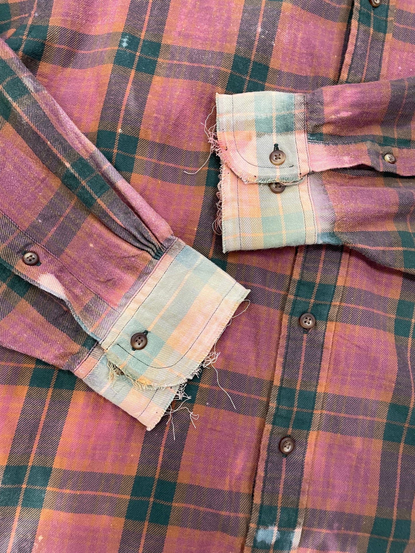 Replaced Collar Faded Plaid Shirt