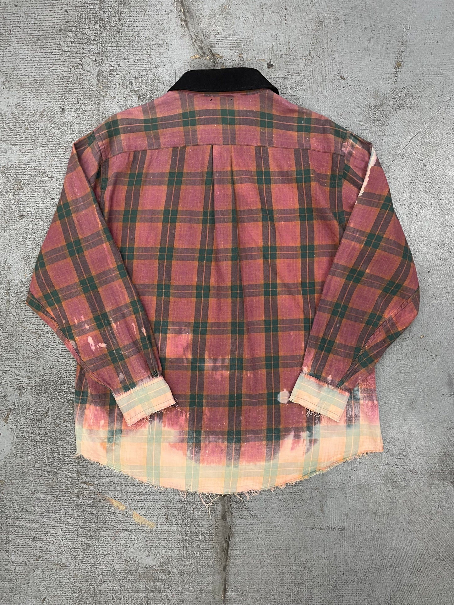 Replaced Collar Faded Plaid Shirt